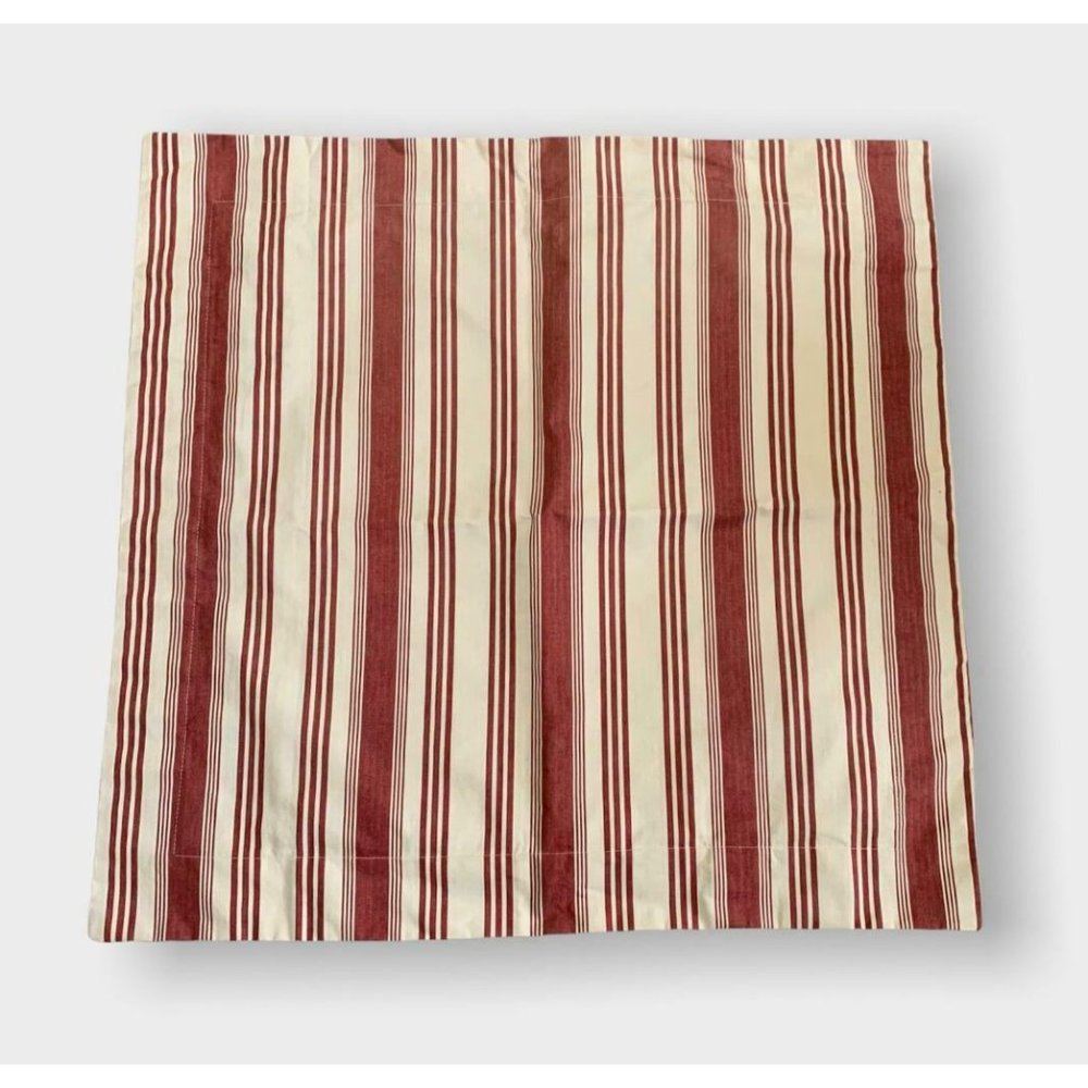 Williamsburg XL Pillow Cover Square 26" Sham Red Ivory Stripe Cotton